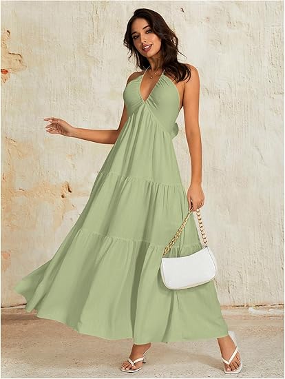 Lune & Lace V-Neck Backless Maxi Dress