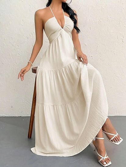 Lune & Lace V-Neck Backless Maxi Dress