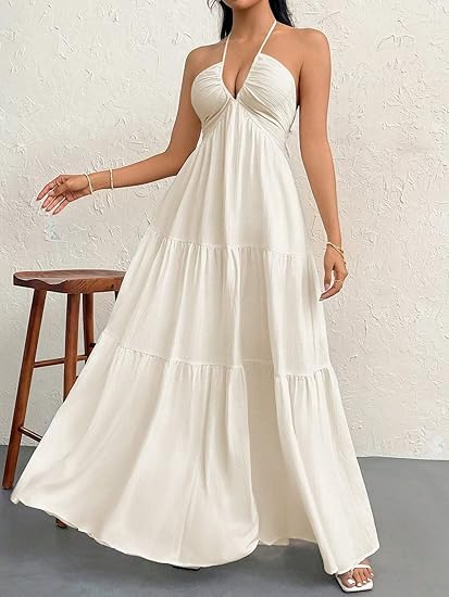 Lune & Lace V-Neck Backless Maxi Dress