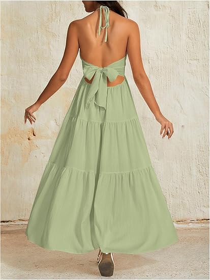 Lune & Lace V-Neck Backless Maxi Dress